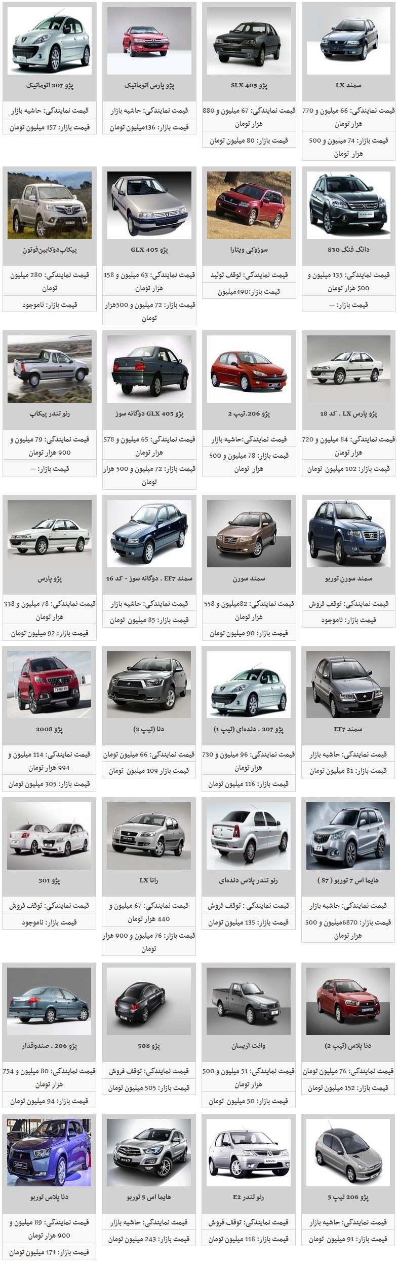 با آخرین قیمت محصولات ایران خودرو همراه باشید 