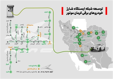 گسترش ایستگاه‌های شارژ خودرو برقی توسط کرمان موتور در سراسر کشور منبع سایت خودرو بانک