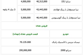 فروش نقد و اقساط محصولات سایپا ویژه 8 مهرماه + جدول - 1